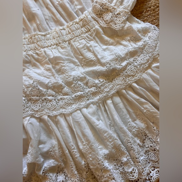 LOVESHACKFANCY WHITE SWISS DOT ORIGINAL POPOVER MINI DRESS COTTON PERFECT L - Picture 3 of 4